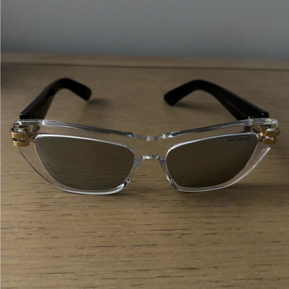 Dior Women's Clear and Black Sunglasses with Gold Accents